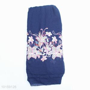 Hot Sale Flower Embroidered <em>Cotton</em> Fabric Scarf
