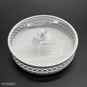 Decorative White Metal Cake Holder With Glass Cover