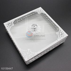 Kitchen Metal Square Cake Holder Cake Box With Glass Cover