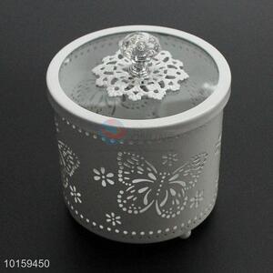 Home Storage Box Metal Cake Holder With Glass Cover