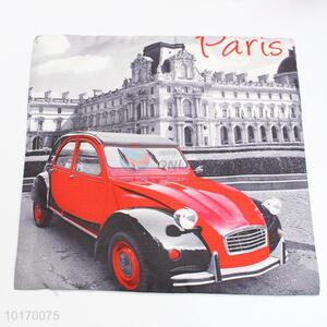 Red car pattern linen cushion cover with single-side printing