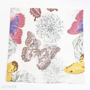 Butterfly pattern linen cushion cover with single-side printing