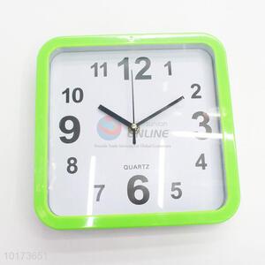 High Quality Creative Square Shaped Glass&Plastic Green Wall Clock