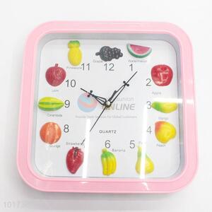 Promotional Gift Cute Fruits Printed Glass&Plastic Wall Clock