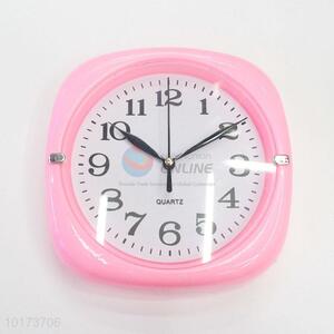 New Design High Quality Cute Pink Glass&Plastic Wall Clock