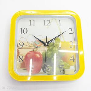 Hot Sale Fruits Printed Glass&Plastic Wall Clock for Home Decoration