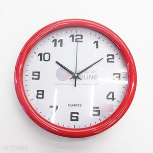 Wholesale Cheap Promotional Red Round Shaped Glass&Plastic Wall Clock