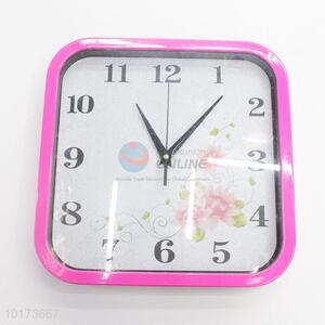 New Products Simple Style Rose Printed Glass&Plastic Wall Clock
