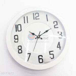White Round Shaped Glass&Plastic Wall Clock for Wholesale