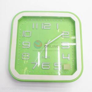 Wholesale Simple Style Green Square Shaped Glass&Plastic Wall Clock