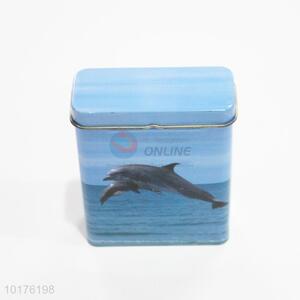 Dolphin printed metal cigarette case
