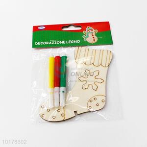 Hot Sale 3 Water Color Pens with Sock Shaped Wooden Drawing Board