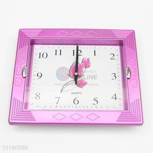 Popular High Quality Rose Pattern Plastic Wall Clock for Room Decoration