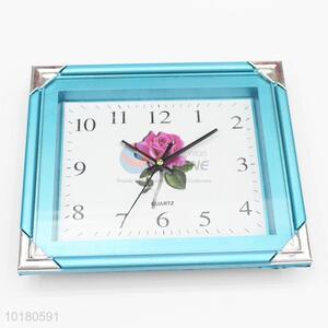 Eco-friendly Square Shaped Flower Pattern Plastic Wall Clock