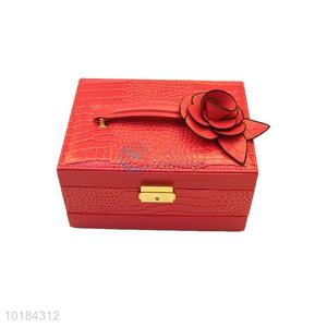Luxury red drawer gift case <em>jewelry</em> box with flower decoration