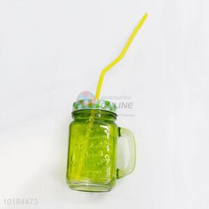 New Arrival Utility Spray Color Glass Pot/Jar With Straw