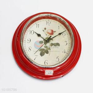 Red Round Shape Living Room Wall Clock For Wholesale