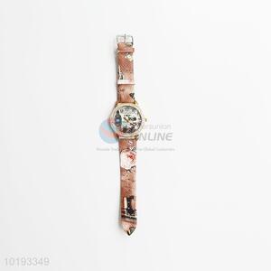 Professional yiwu factory printed women pu wrist watch