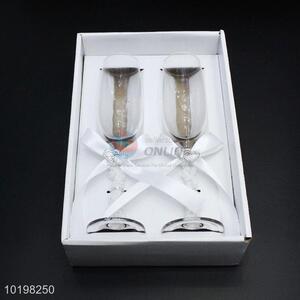 Best Selling Wine Glass with Ribbon Bowknot for Weddings
