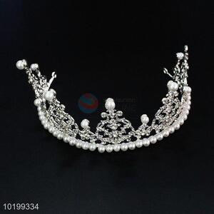 Latest Design Princess Rhinestone Tiara Crown with Pearls