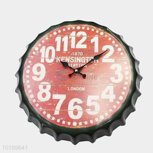 Competitive price bottle cap shape iron wall clock quartz clock