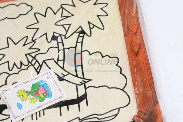 Popular top quality cute wooden-frame mud painting