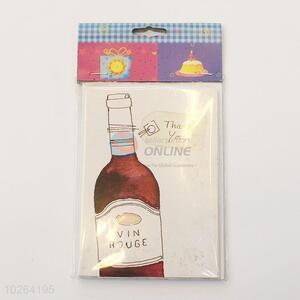Fashionable Red Wine Bottle Pattern Paper Greeting Card Birthday Card Gift Card