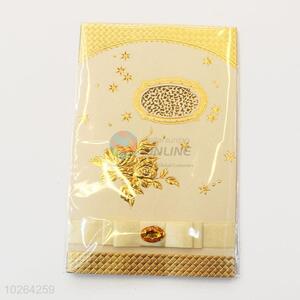 Portable Golden Flower Pattern Paper Greeting Card/Wishes Gift Card
