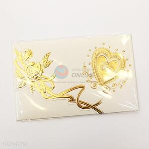 Fashion Golden Heart Pattern Paper Greeting Card/Wishes Gift Card
