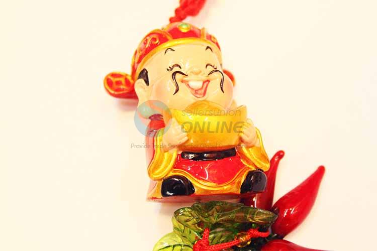 Red Chili String Hanging Decoration with the God of Wealth