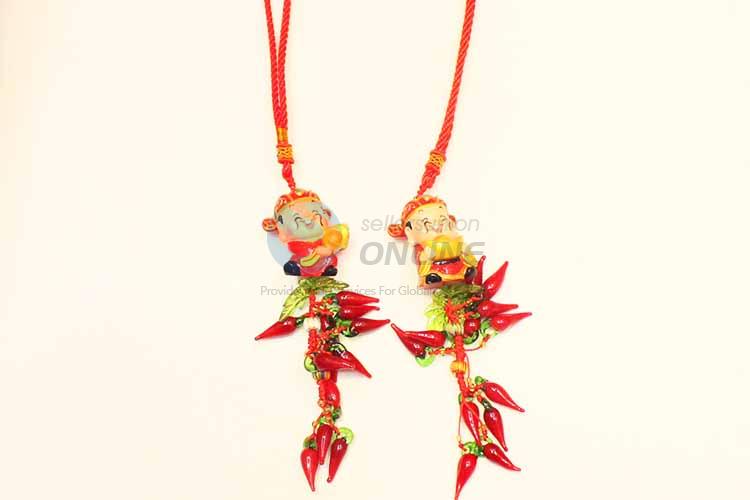 Red Chili String Hanging Decoration with the God of Wealth