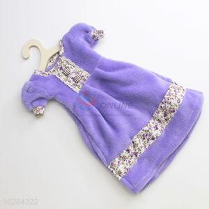 Purple Color Dress Shaped Nursery Hand Towel Soft Plush Fabric