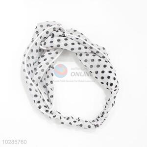 Elastic White Headband Hair Accessories with Dots Pattern