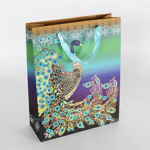 Cheap Wholesale Peacock Design Printed Paper Gift Bag for Wedding