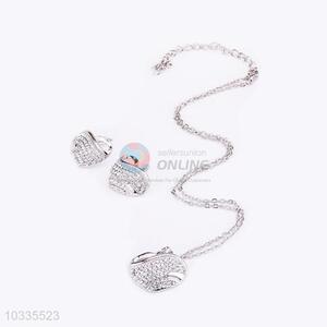 Super quality low price heart shaped necklace&earrings set