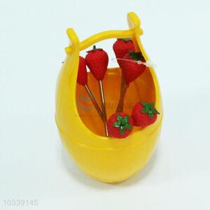 Strawberry Shaped Fruit Toothpicks with Cute Holder