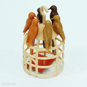 Party Plastic Bird Shaped Fruit Toothpicks with Birdcage