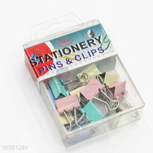 New Advertising Colorful Metal 12pcs Binder Clips Paper Clip Office Stationery Binding Supplies