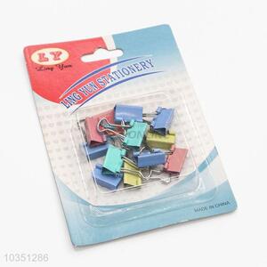 Hot Sale Colorful Metal 12pcs Binder Clips Paper Clip Office Stationery Binding Supplies