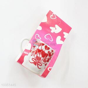 Fashion cheap heart flower pattern ceramic cup