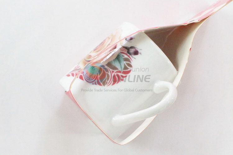 Wholesale top quality heart&flower pattern ceramic cup