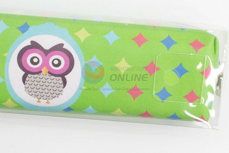 Best Quality Good Sale Owl Printed Pu Pencil Bag  