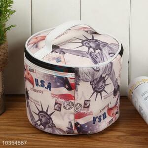 Portable Round Cosmetic Bag Colorful Pvc Makeup Case