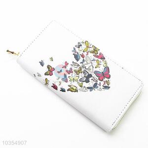 Low price new arrival lady butterfly printed long wallet