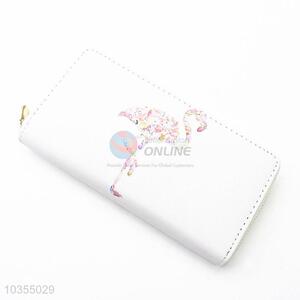 Low price promotional women flamingo printed long wallet