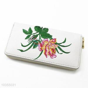 Recent design popular cheap women embroidered long wallet