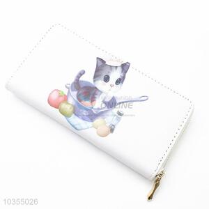 Cute design wholesale women cat printed long wallet