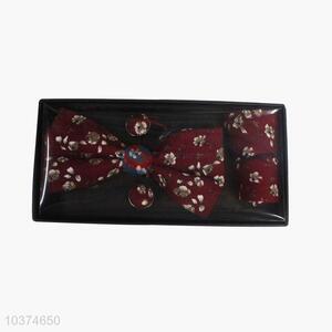 Factory promotional good quality printed bow tie+kerchief