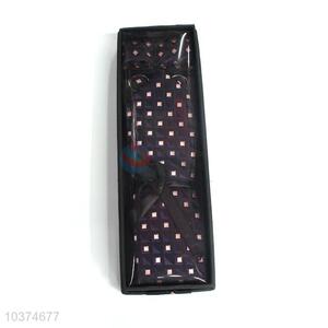 Custom cheap printed necktie+cufflink+kerchief