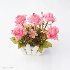 Fashion pink rose artificial plants bonsai
